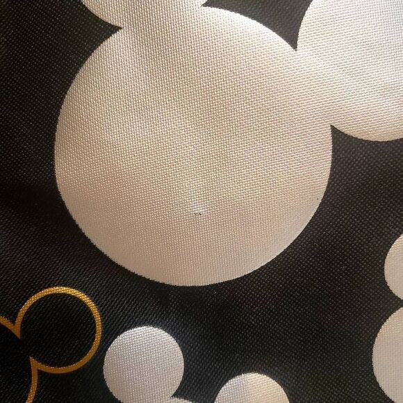 Disney Mickey Mouse Head Silhouette Drawstring Bag Black Silver Gold Nylon - Picture 5 of 5